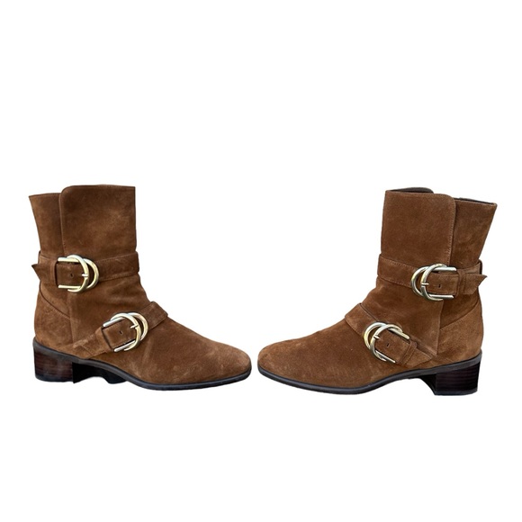 Stuart Weitzman Britain Reserve Suede Bootie - Brown - Moto Biker - 6 M - Picture 3 of 11